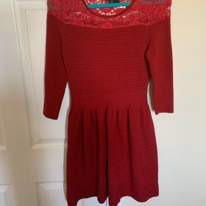 Red Lace Sweater Dress